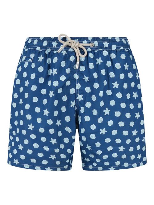Sea-patterned swim shorts - Blue