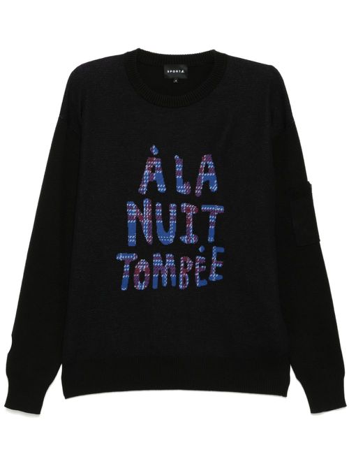 Checked-knit jumper - Black