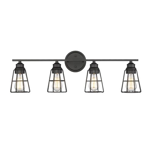 Matte Black Four Light Vanity from the Collection