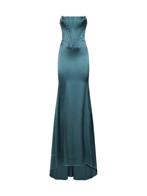 Stretch-Satin Bustier Dress — Green