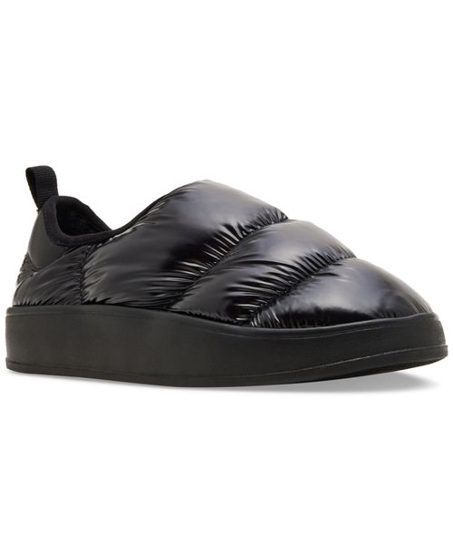 Comfy Slip-On Puffer Clogs - Black Shiny