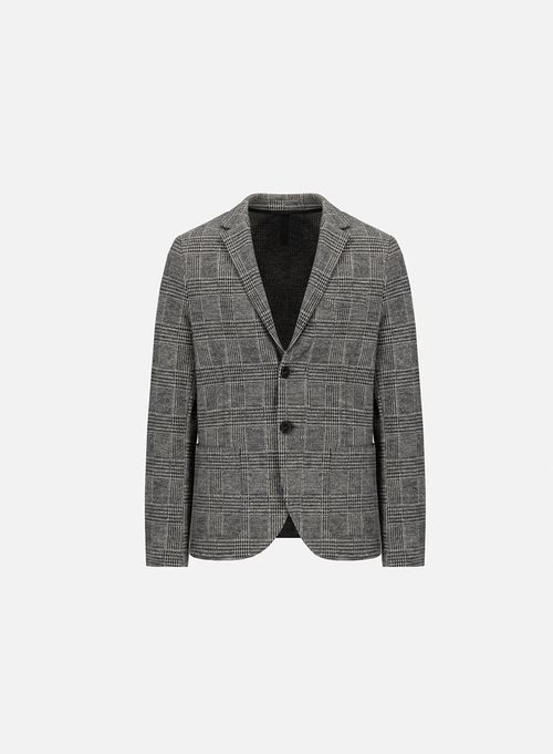 Prince of Wales Check Wool Blazer — Gray