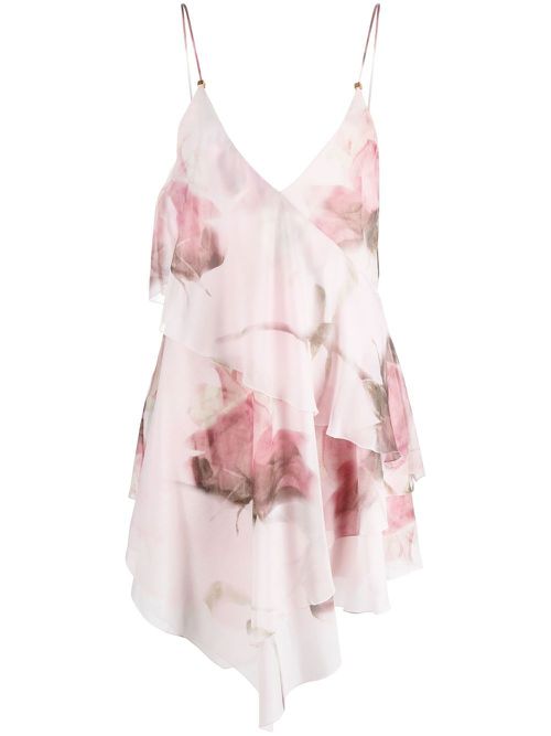 Rose-print mini slip dress - Pink
