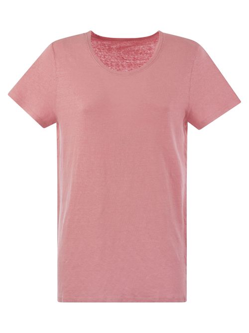 Majestic Crew-Neck T-Shirt In Linen And Short Sleeve