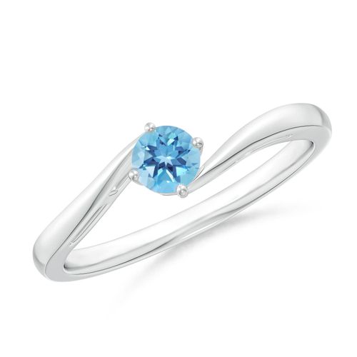 Angara 0.32 Carat Classic Round Swiss Blue Topaz Solitaire Bypass Ring in Platinum