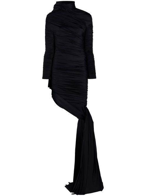 Twisted Knots ruched draped dress - Black