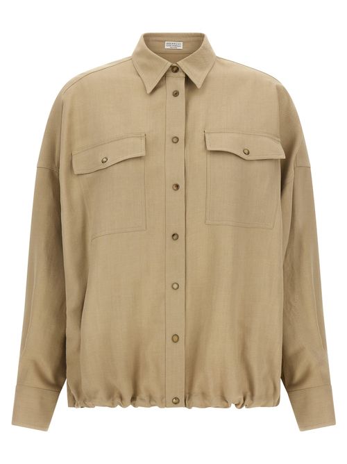 Viscose-Linen Blend Shirt — Beige