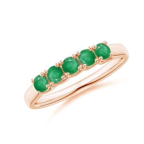 Angara 0.45 Carat Half Eternity Five Stone Emerald Wedding Band in 14K Rose Gold