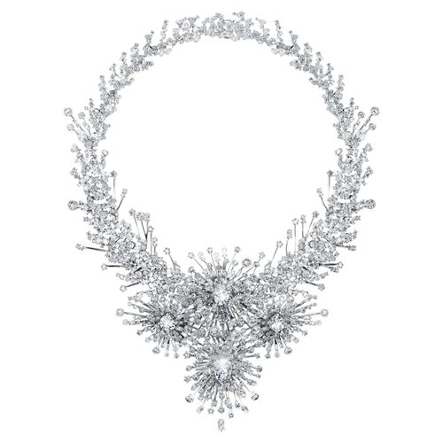 Galaxy necklace, Lab-grown diamonds 156.62 ct tw, Mixed shapes, 18K white gold