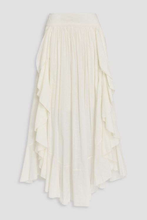 Ruffled cotton maxi skirt - White - 4