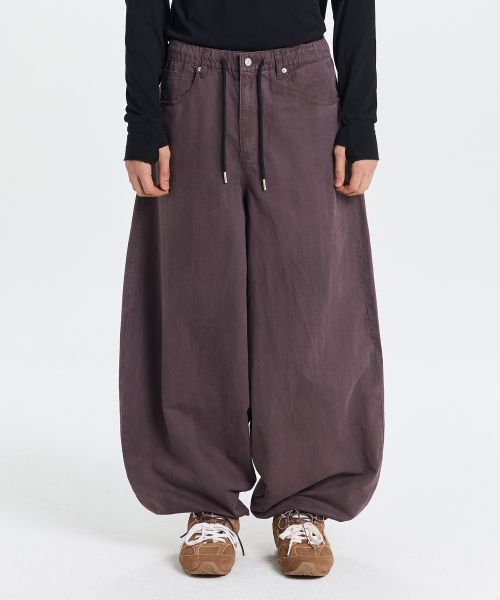 Dyed balloon cotton pants