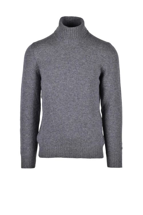 Grey High-Neck Virgin Wool Sweater
