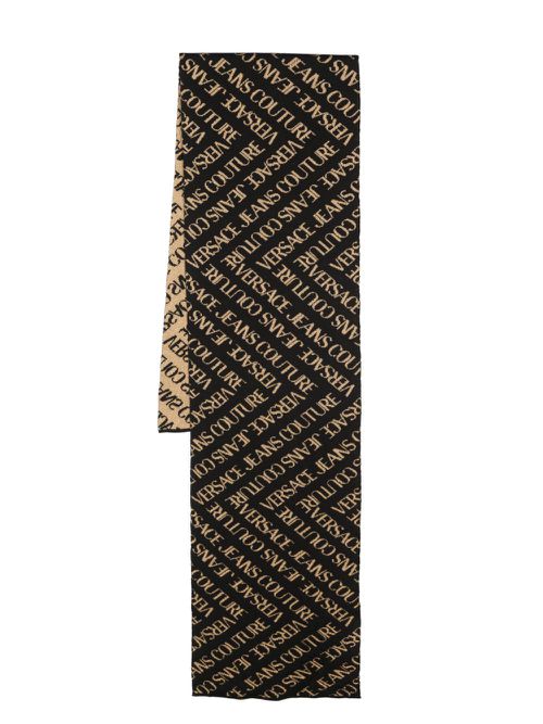 Logo intarsia-knit wool-blend scarf - Black