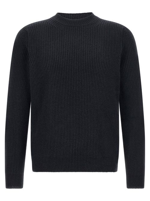 Ribbed Virgin Wool Sweater — Navy