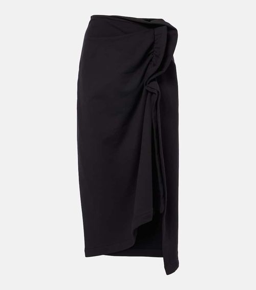 Draped asymmetric jersey midi skirt