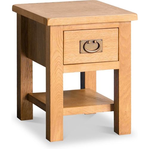 Surrey Oak Lamp Table, 1 Drawer & Shelf | Rustic Waxed Oak