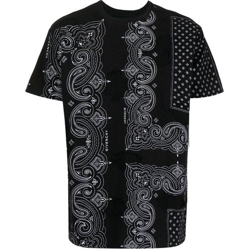 Distressed-effect bandana-print T-shirt