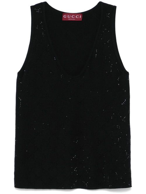 GG crystal-embellished top - Black