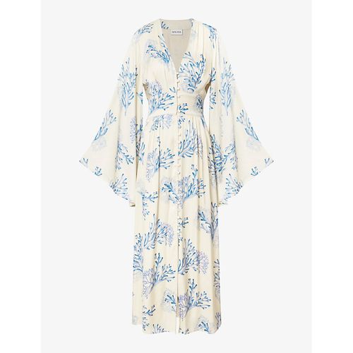 Womens Coral Blue Auden V-neck Satin Midi Dress M