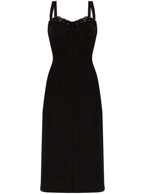 Buckled-trim midi dress - Black