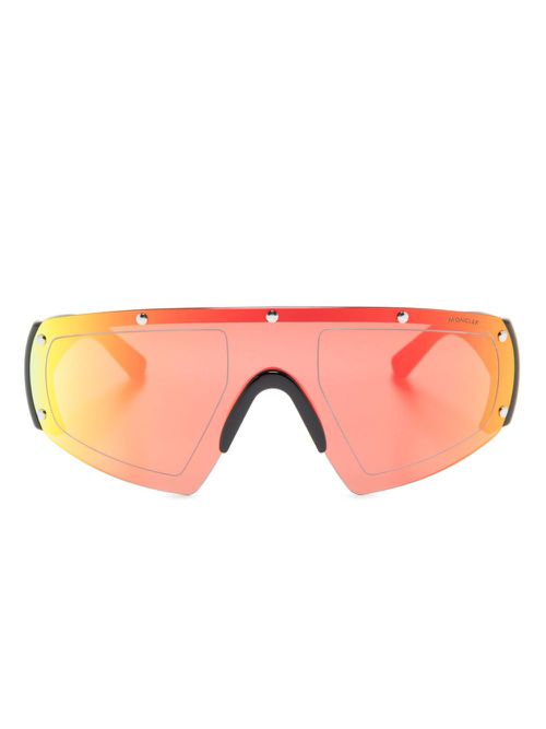 Shield-frame mirrored sunglasses - Black