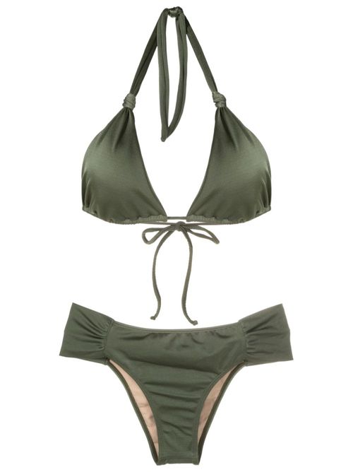 Knot-detail triangle-cup bikini - Green