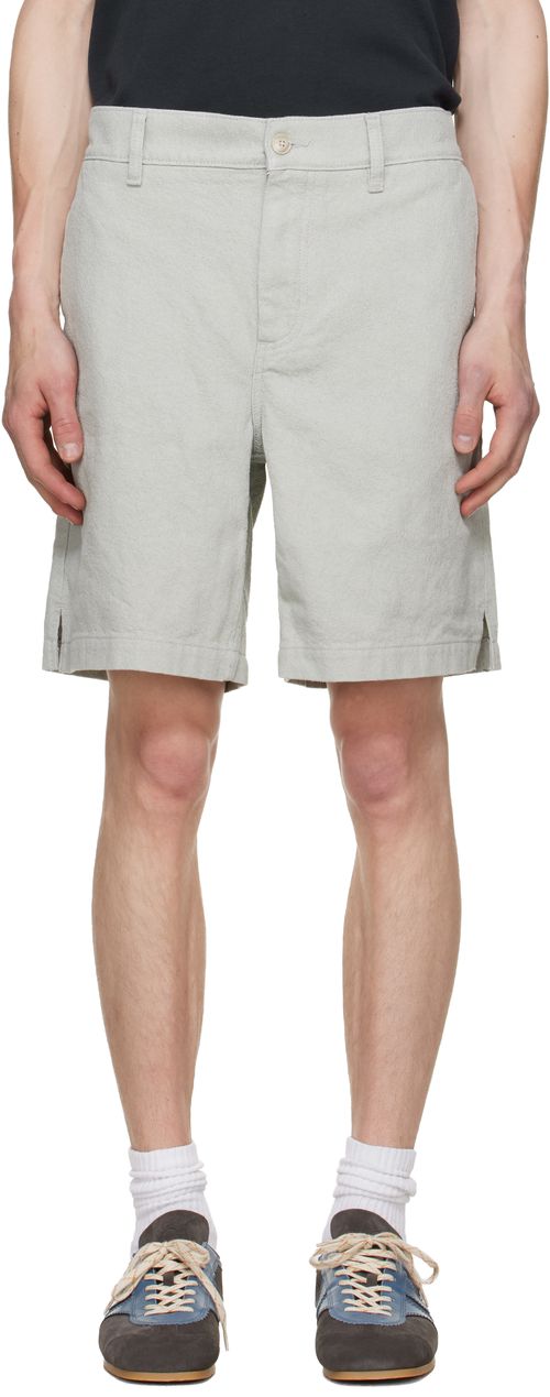 Green Elasticized Waistband Denim Shorts