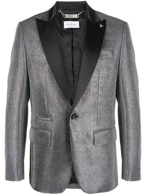 Metallic-finish single-breasted blazer - Silver