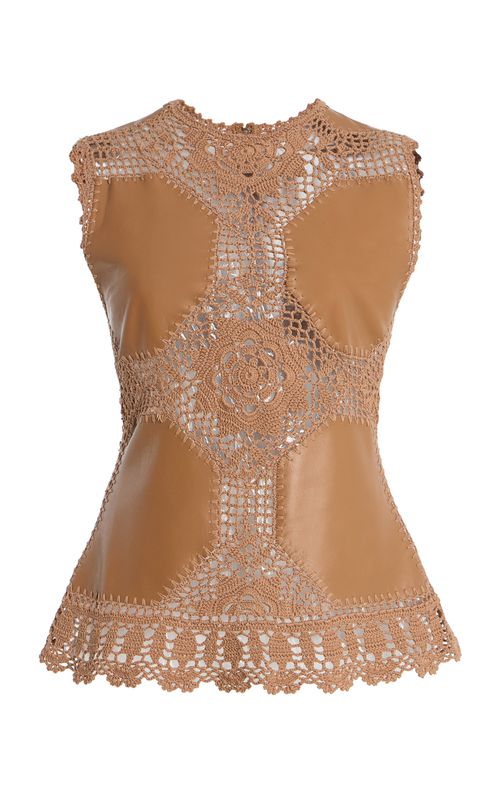 Livia Crochet Leather Top - Moda Operandi