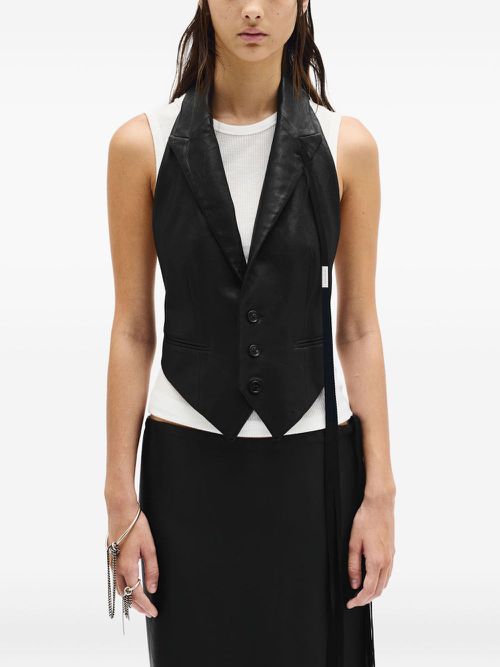 Zipora leather waistcoat - Black
