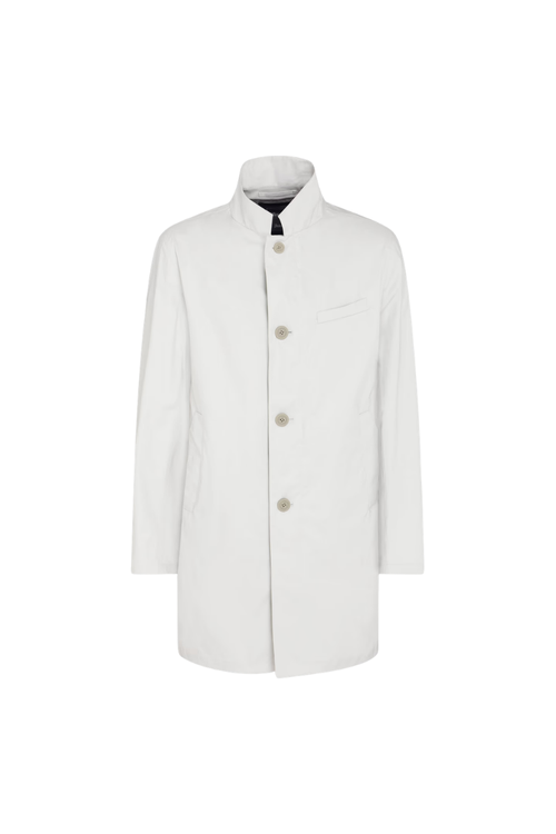 Button-Front Wool Blend Coat — Cream