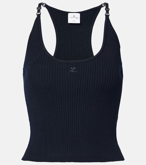 Courrèges Logo ribbed-knit tank top
