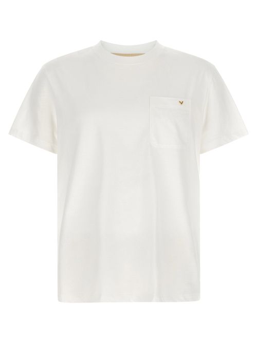 Cotton Crew Neck with Chest Pocket T-shirt — White