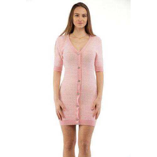 Ribbed Viscose Blend Cardigan — Pink