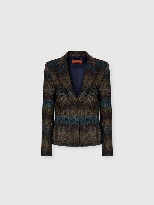 Missoni - Slim Viscose Lamé Snake-Pattern Blazer, Women, Blue