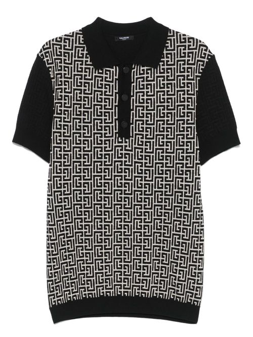 Monogram knit polo shirt - Black