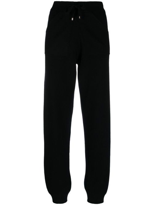 Drawstring waist wool-blend track pant - Black