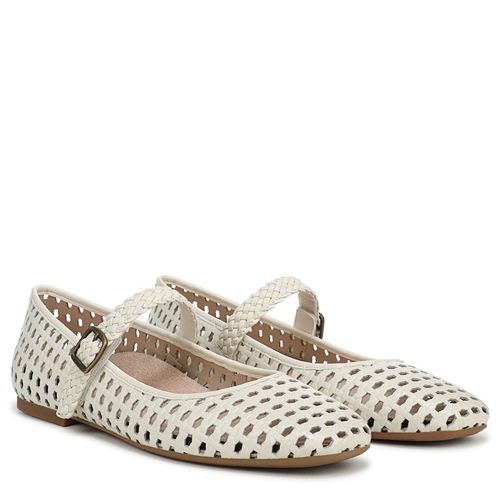 Women's Alameda Woven Mary Jane Flat Shoes (Ivory Woven Leather)