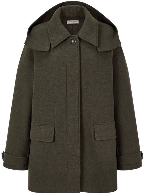 Detachable-hood coat - Green