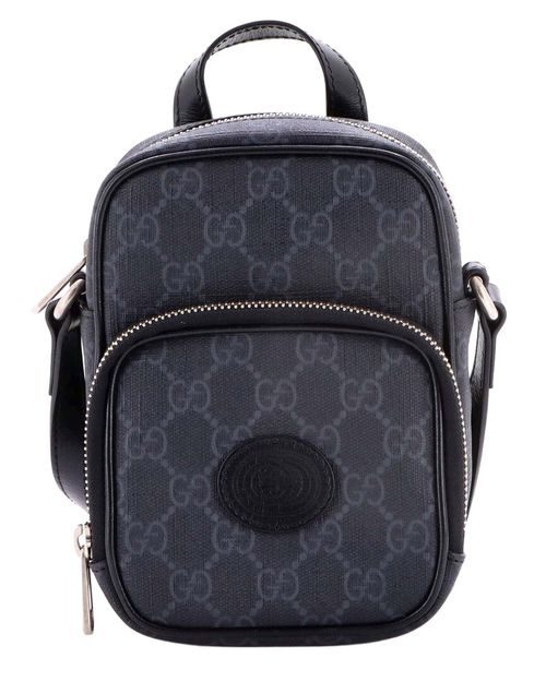 Interlocking G Patch Top Handle Crossbody Bag Gg Coated Canvas Mini  (Authentic Pre-Loved)