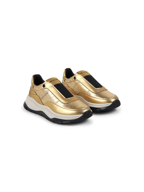 Logo-print slip-on sneakers - Gold