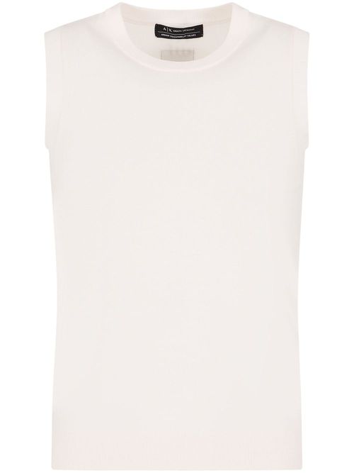 Logo-patch knit tank top - White