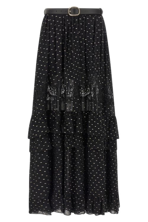 'Black And Gold Chiffon Lace Maxi' Skirt