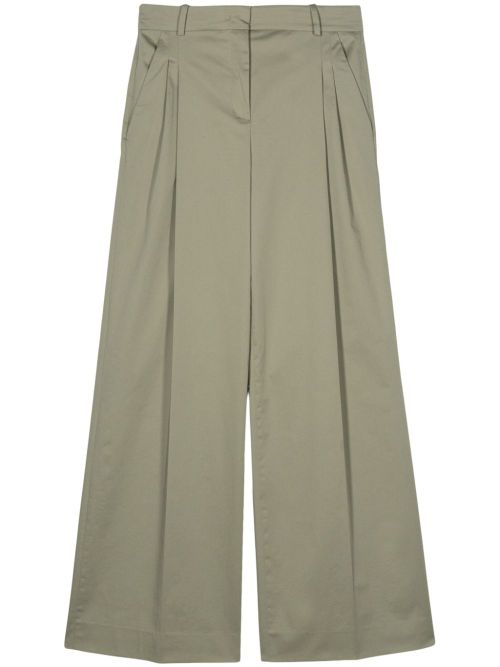 Poplin wide-leg trousers - Green
