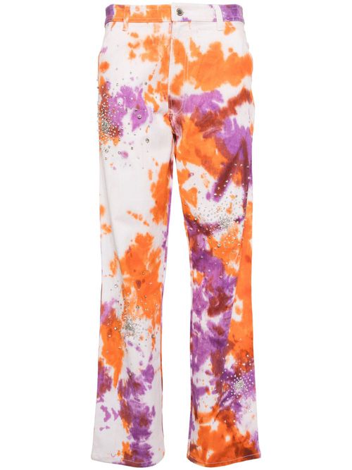 Tie-dye crystal-embellished jeans - Orange