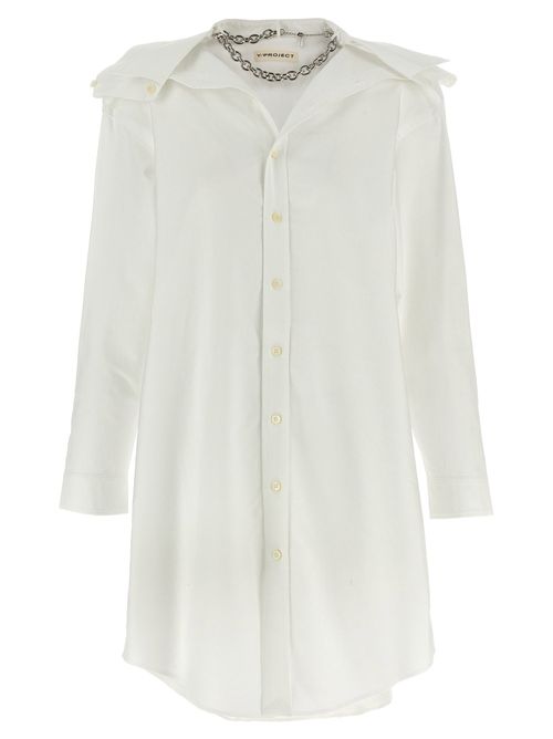Cotton Oxford Chemisier Dress — White
