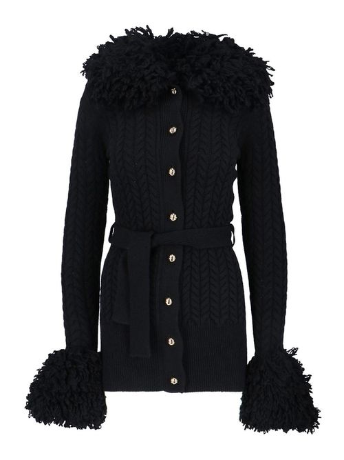 Cardigan With Fringes In Wool And Cashmere