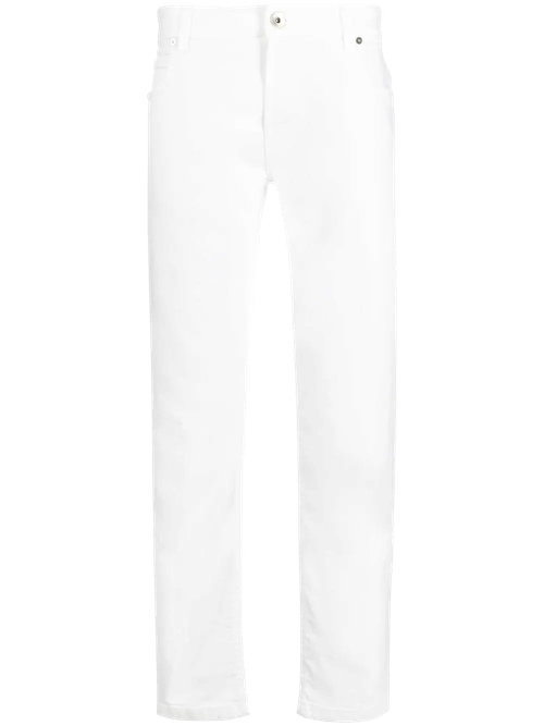 Stretch-Cotton Tapered Jeans — White