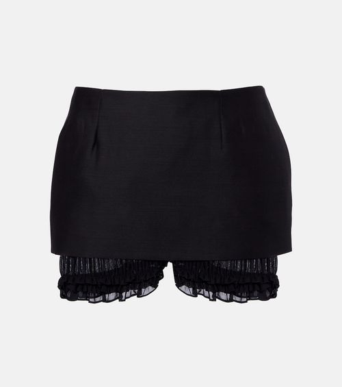 Ruffled wool and silk skort