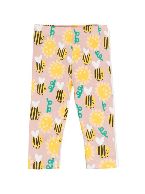 Bee-print cotton leggings - Pink